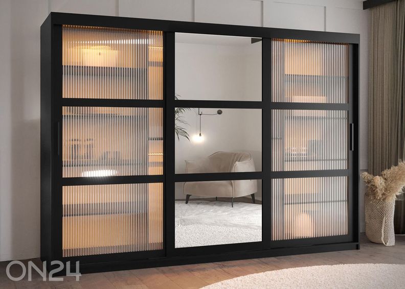 Lükandustega riidekapp Flutes 250 cm + LED suurendatud