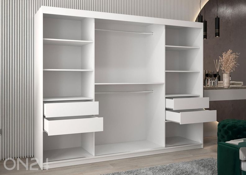 Lükandustega riidekapp Flutes 250 cm + LED suurendatud