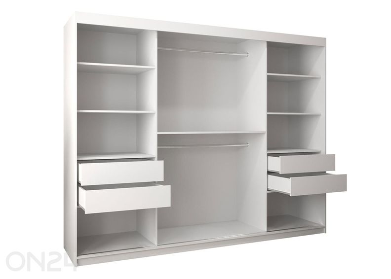 Lükandustega riidekapp Flutes 250 cm + LED suurendatud