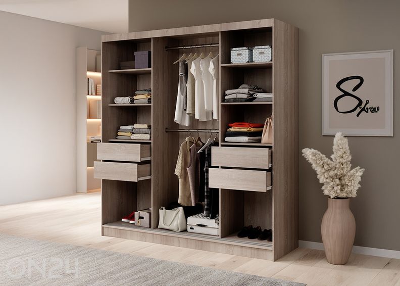 Lükandustega riidekapp Ida 200 cm suurendatud