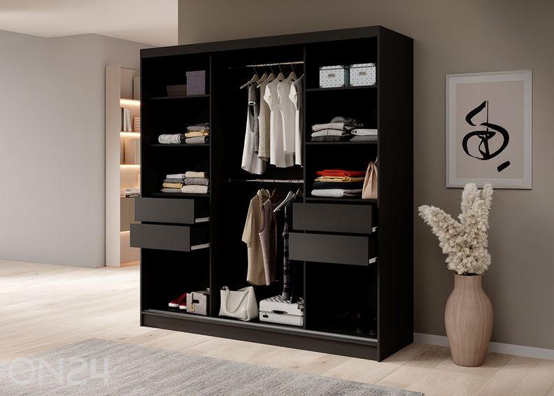 Lükandustega riidekapp Ida 200 cm suurendatud