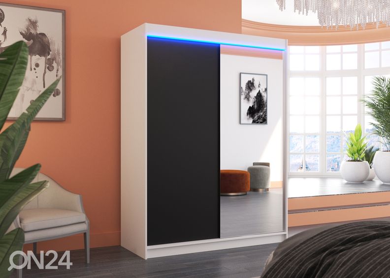 Lükandustega riidekapp Joanna 150 cm + LED suurendatud