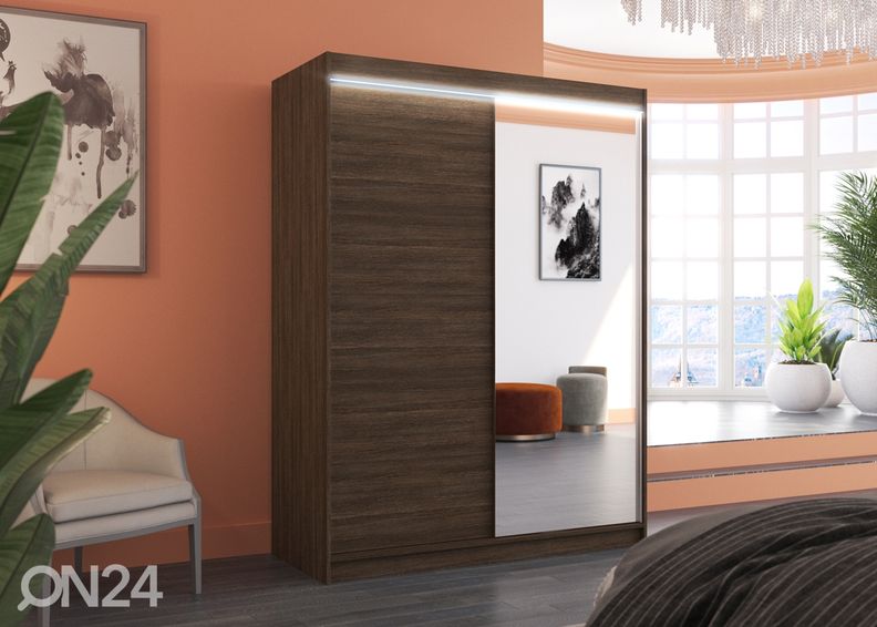 Lükandustega riidekapp Joanna 150 cm + LED suurendatud