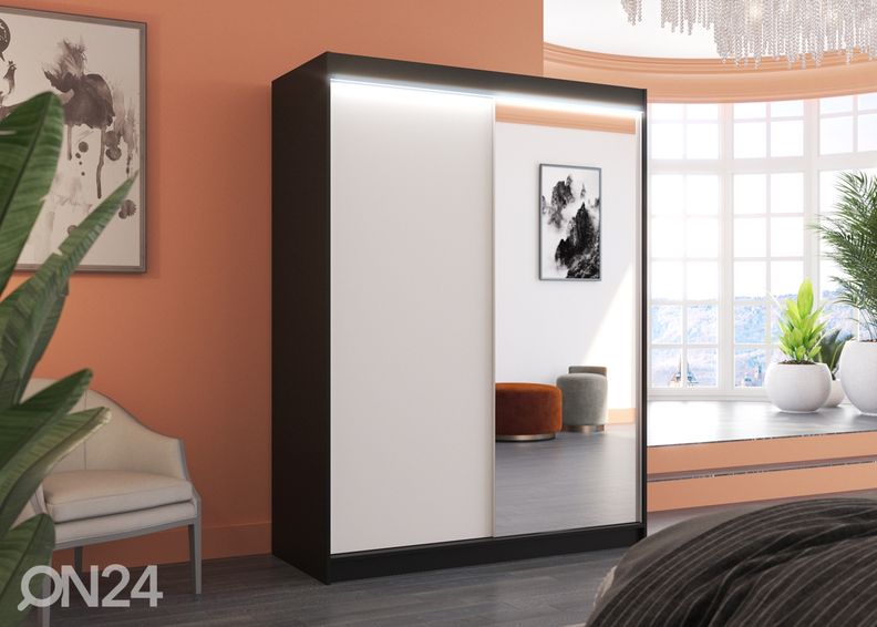 Lükandustega riidekapp Joanna 150 cm + LED suurendatud