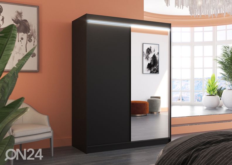 Lükandustega riidekapp Joanna 150 cm + LED suurendatud