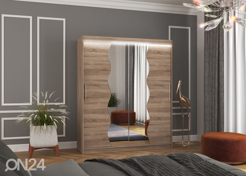 Lükandustega riidekapp Kara 180 cm + LED suurendatud