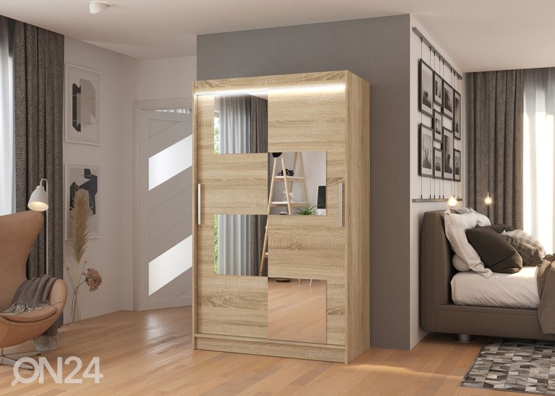 Lükandustega riidekapp Loca I 120 cm + LED suurendatud