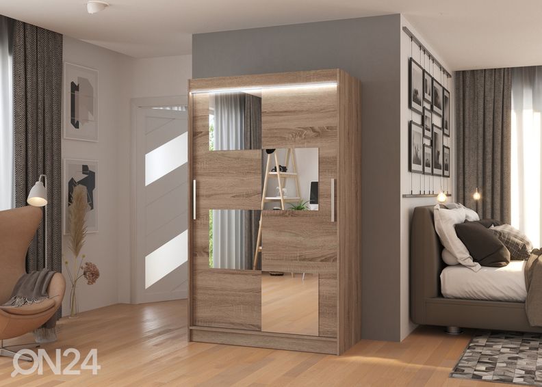 Lükandustega riidekapp Loca I 120 cm + LED suurendatud