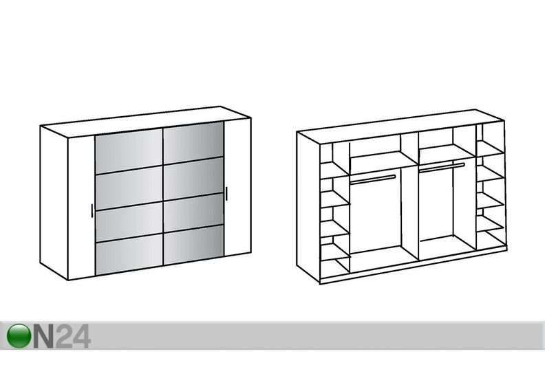 Lükandustega riidekapp Lotto 270 cm suurendatud