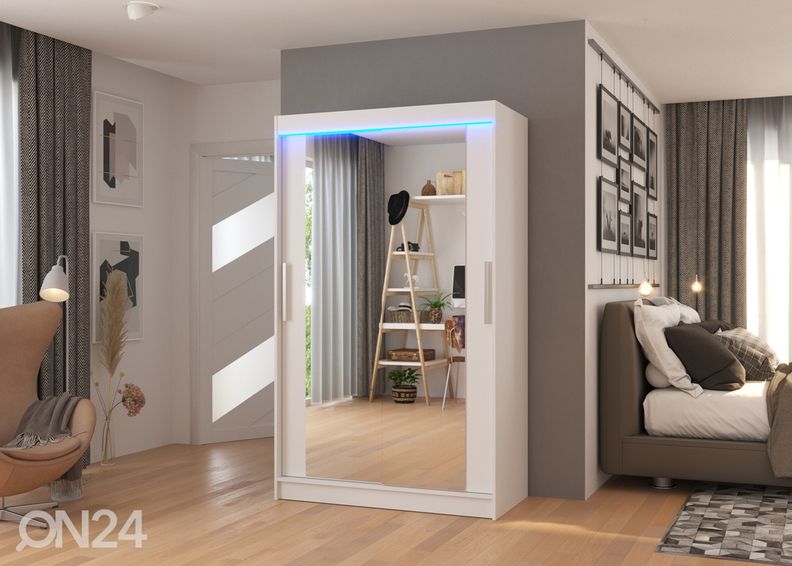 Lükandustega riidekapp Matlock 120 cm + LED suurendatud