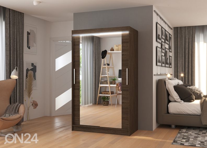 Lükandustega riidekapp Matlock 120 cm + LED suurendatud