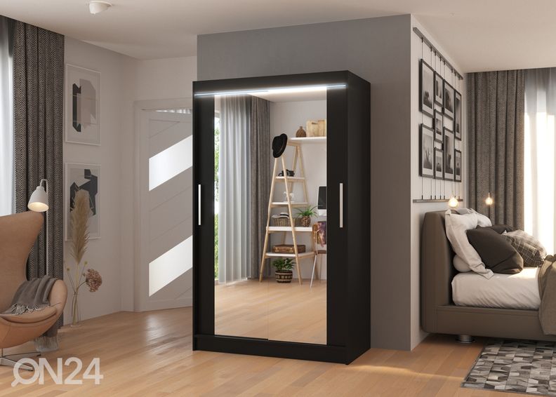 Lükandustega riidekapp Matlock 120 cm + LED suurendatud