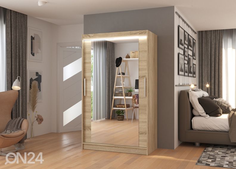 Lükandustega riidekapp Matlock 120 cm + LED suurendatud