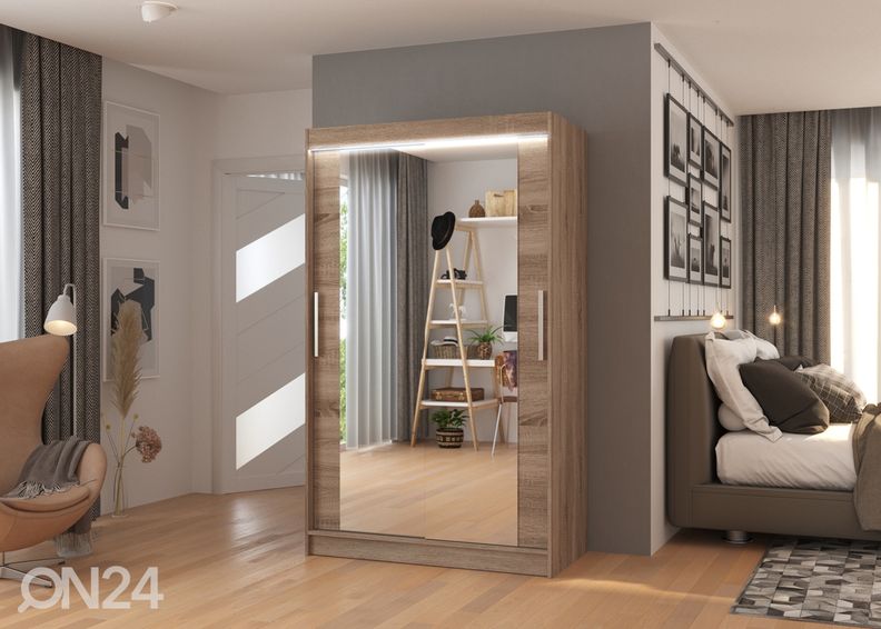 Lükandustega riidekapp Matlock 120 cm + LED suurendatud