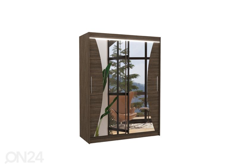 Lükandustega riidekapp Maxine 150 cm + LED suurendatud