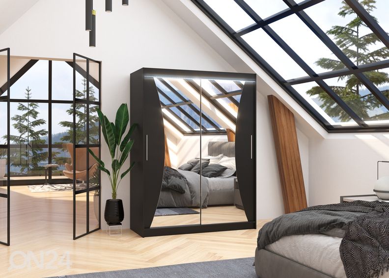 Lükandustega riidekapp Maxine 150 cm + LED suurendatud