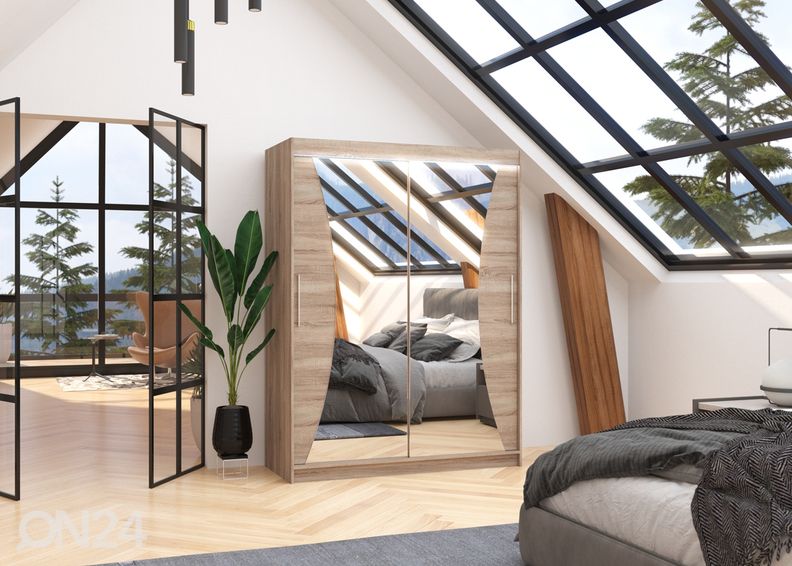 Lükandustega riidekapp Maxine 150 cm + LED suurendatud