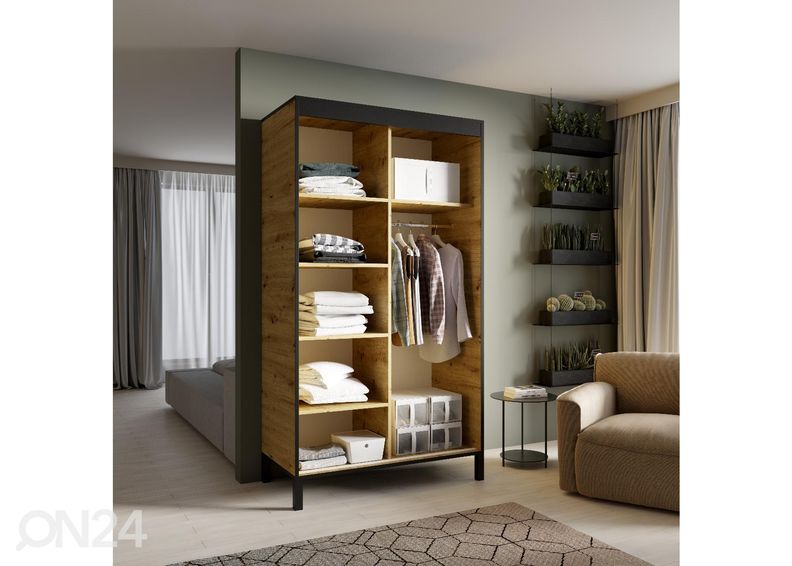 Lükandustega riidekapp peegliga Bug 120 cm suurendatud