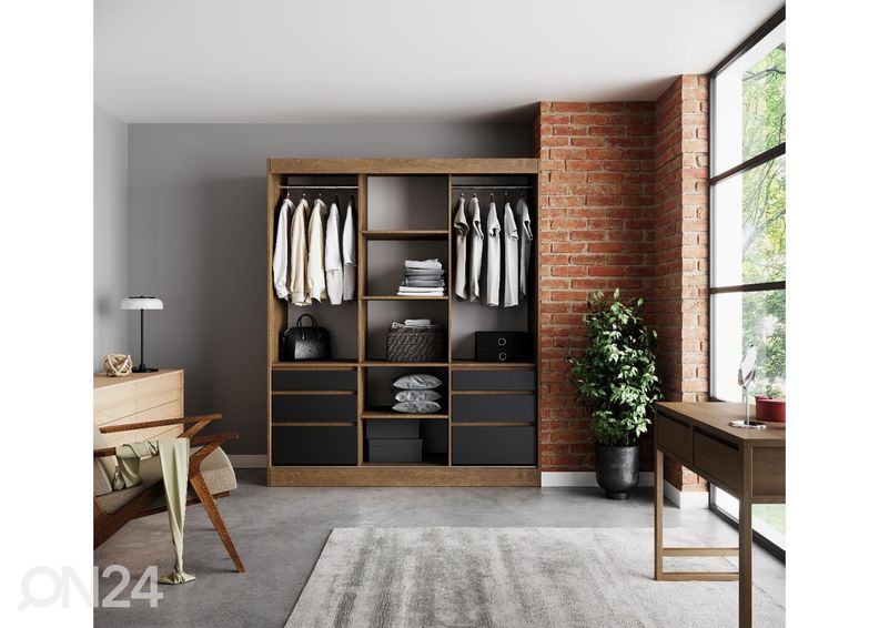 Lükandustega riidekapp peegliga Haines 180 cm suurendatud