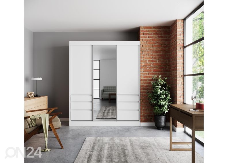 Lükandustega riidekapp peegliga Haines 180 cm suurendatud