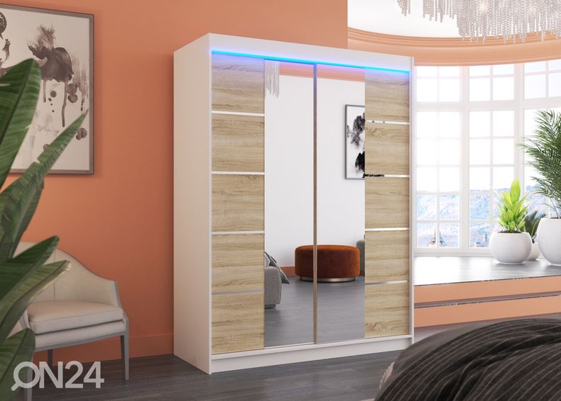Lükandustega riidekapp Pelle I 150 cm + LED suurendatud