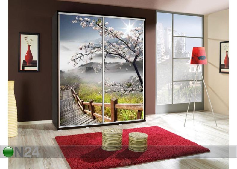 Lükandustega riidekapp Penelopa 155 cm graafikaga suurendatud