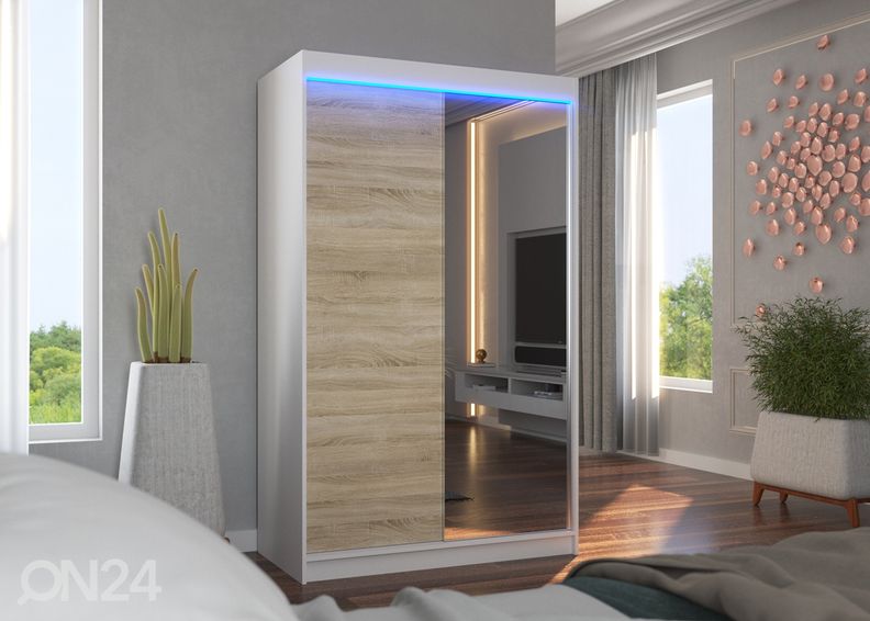 Lükandustega riidekapp Reine I 120 cm + LED suurendatud