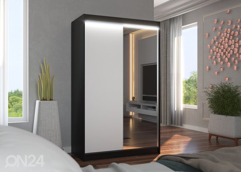 Lükandustega riidekapp Reine I 120 cm + LED suurendatud