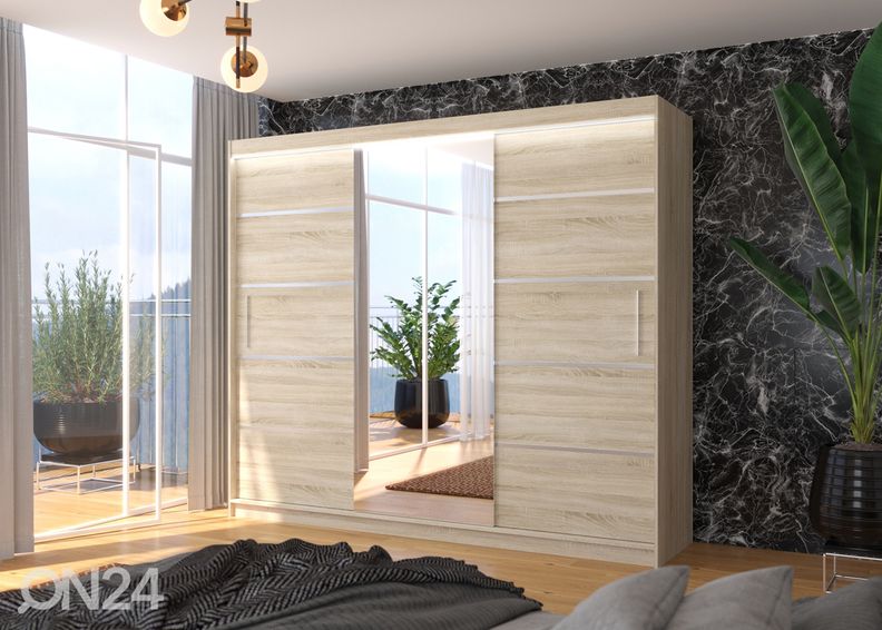 Lükandustega riidekapp Sania I 250 cm + LED suurendatud