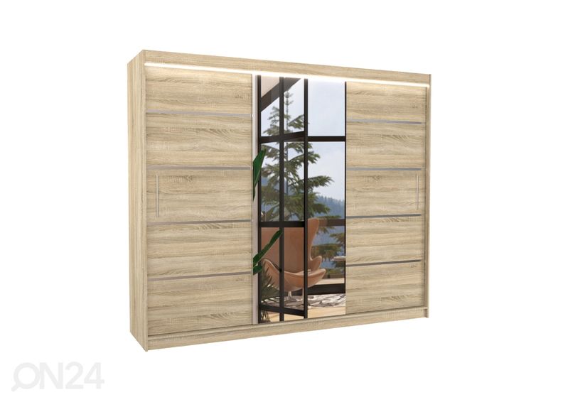 Lükandustega riidekapp Sania I 250 cm + LED suurendatud