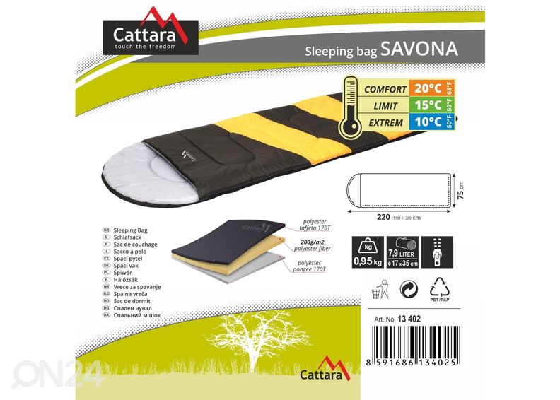 Magamiskoti tekk SAVONA 10 ° C suurendatud