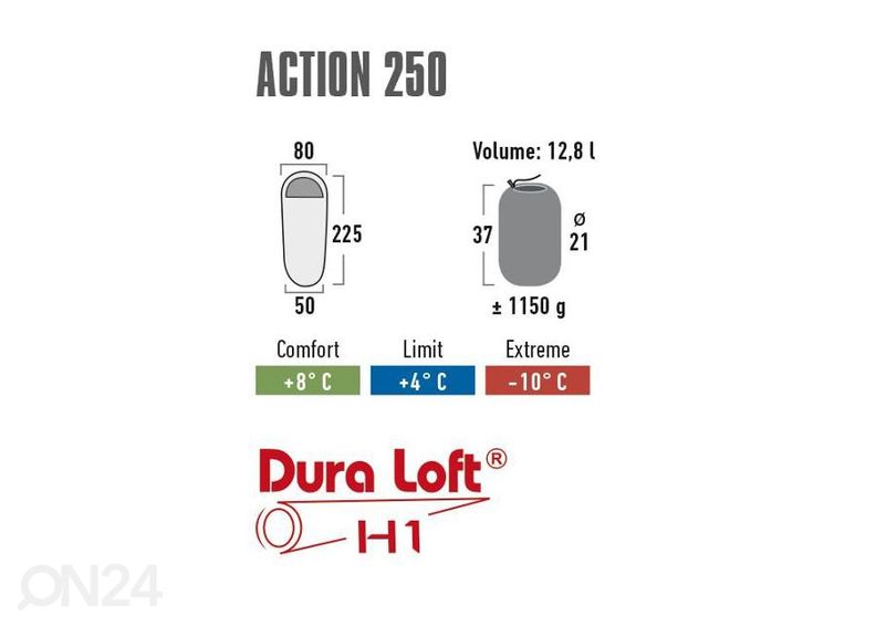 Magamiskott High Peak Action 250 antratsiit/punane suurendatud