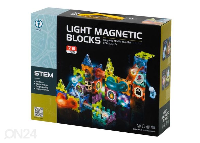 Magnetklotsid kuulirada helendava palliga 75 tk suurendatud