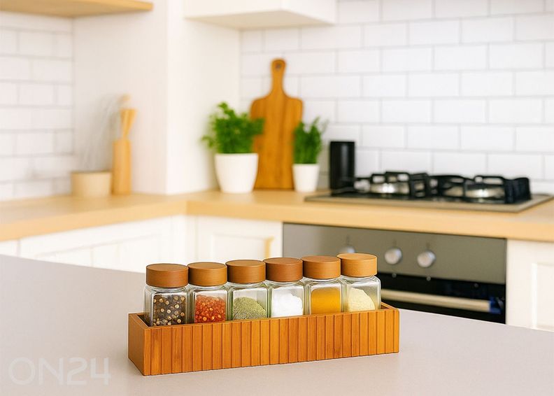 Maitseainete riiul Mera + maitseainetopsid 6 tk suurendatud