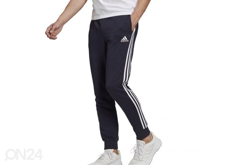 Meeste pikad treeningpüksid Adidas Essentials Tapered Cuff 3 Stripes suurendatud