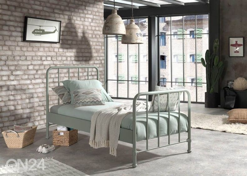 Metallvoodi Bronxx 90x200 cm, oliiv suurendatud