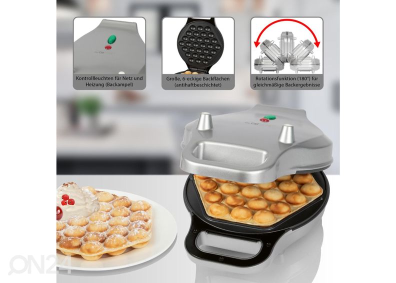 Mullivahvlite küpsetaja Clatronic WA3772S, hõbe suurendatud