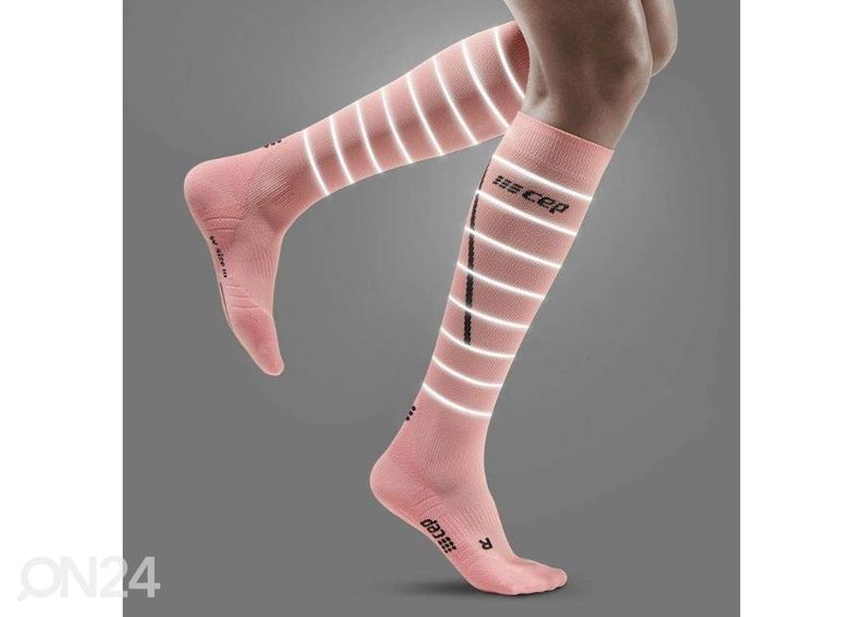 Naiste kompressioonsokid CEP Reflective roosa suurendatud