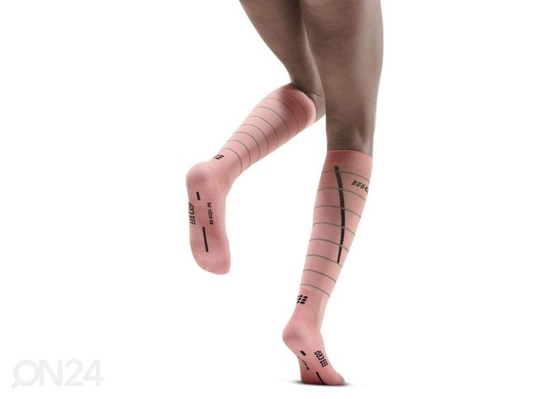 Naiste kompressioonsokid CEP Reflective roosa suurendatud