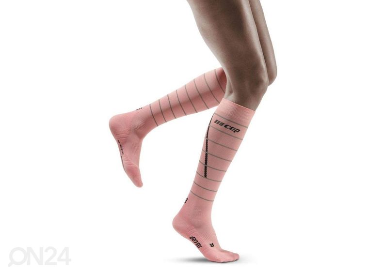 Naiste kompressioonsokid CEP Reflective roosa suurendatud