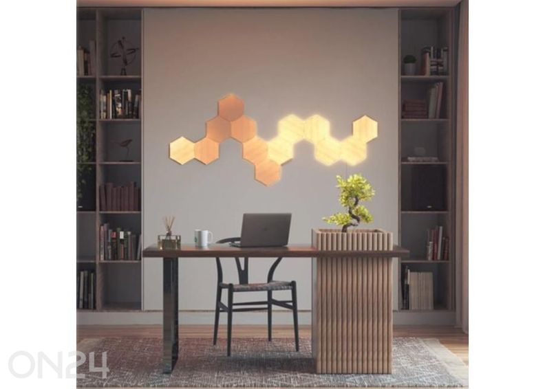 Nanoleaf Elements Wood Look Hexagons stardikomplekt (13 paneeli), soe ja külm valgus suurendatud