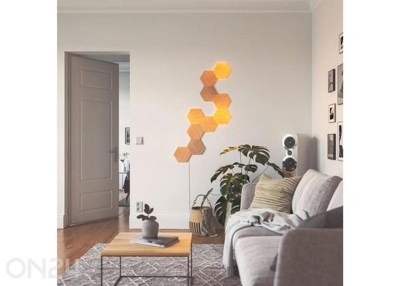 Nanoleaf Elements Wood Look Hexagons stardikomplekt (13 paneeli), soe ja külm valgus suurendatud