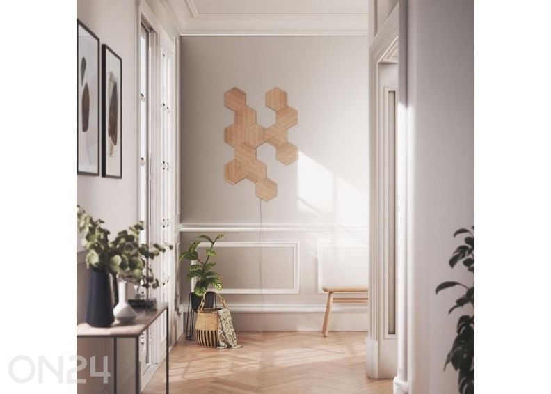 Nanoleaf Elements Wood Look Hexagons stardikomplekt (13 paneeli), soe ja külm valgus suurendatud