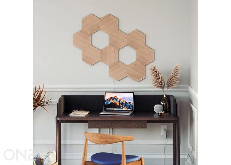 Nanoleaf Elements Wood Look Hexagons stardikomplekt (13 paneeli), soe ja külm valgus suurendatud