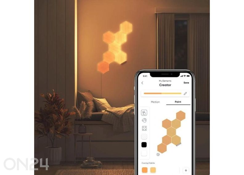 Nanoleaf Elements Wood Look Hexagons stardikomplekt (7 paneeli), soe ja külm valgus suurendatud
