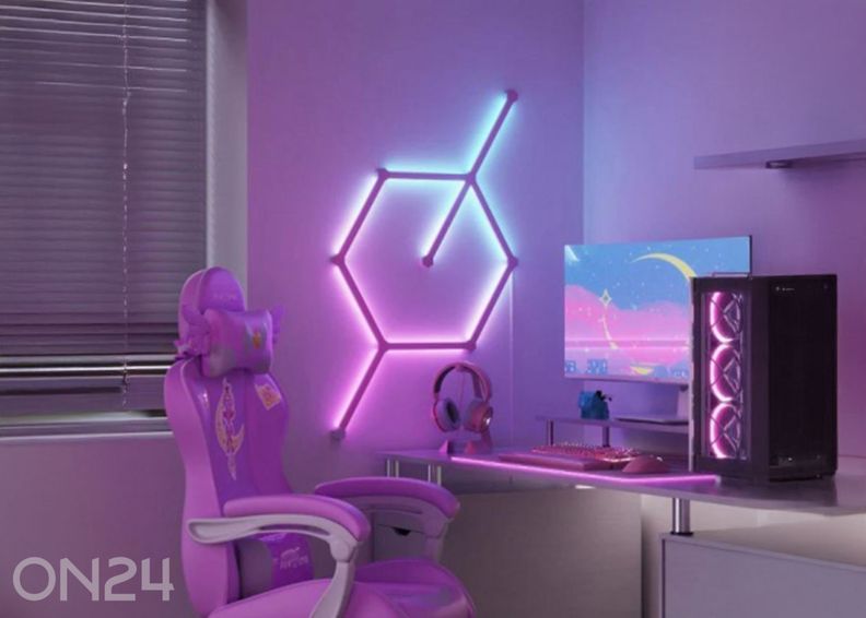 Nanoleaf Lines Skin Black Matte paneelikatete ja kinnituskorkide komplekt (9 katet), roosa suurendatud