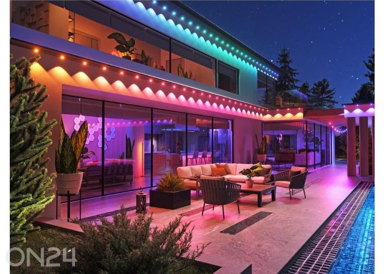 Nanoleaf nutikas mitmevärviline püsivalgusti välitingimustesse – stardikomplekt (15 m) suurendatud