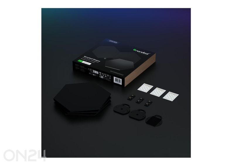 Nanoleaf Shapes Black Hexagons laienduskomplekt (3 paneeli), must suurendatud
