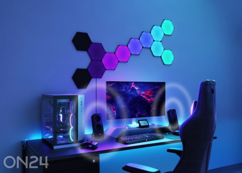 Nanoleaf Shapes Black Hexagons laienduskomplekt (3 paneeli), must suurendatud