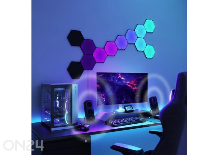 Nanoleaf Shapes Black Hexagons stardikomplekt (9 paneeli), must suurendatud